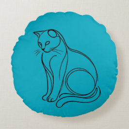 猫の輪郭 ラウンドクッション
