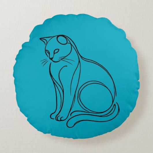 猫の輪郭 ラウンドクッション (正面)