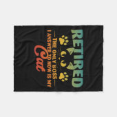 猫の退職したリタおもしろいイメント2024デコレーションメンズW フリースブランケット (正面(横))