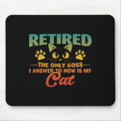 猫の退職したリタおもしろいイメント2024デコレーションメンズW マウスパッド (正面)