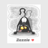 猫の逆さおもしろいのキャラクター シール (シート)