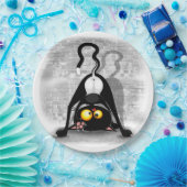 猫の逆さおもしろいのキャラクター ペーパープレート (パーティー)