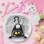 猫の逆さおもしろいのキャラクター ペーパープレート (パーティー)