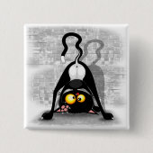 猫の逆さおもしろいのキャラクター 缶バッジ (正面)