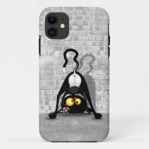 猫の逆さおもしろいのキャラクター iPhone 11 ケース