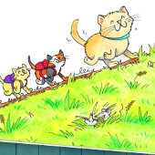 猫の通学初日の挨拶 カード