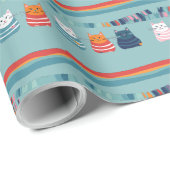 猫の遊び心あふれるかわいいパターン ラッピングペーパー (ロールコーナー)