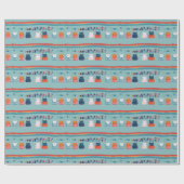 猫の遊び心あふれるかわいいパターン ラッピングペーパー (フラット)