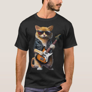 猫の遊エレキギター動物キャットギター Tシャツ