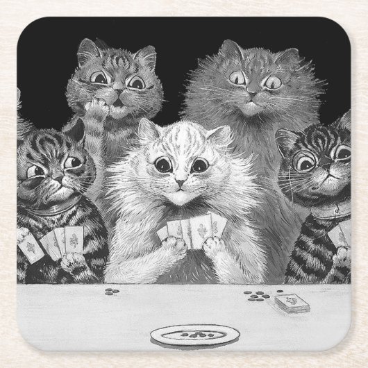 猫の遊カード、ルイ・ワイン スクエアペーパーコースター (正面)