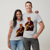 猫の遊ギターシャツ |メンズキャッ遊トギター Tシャツ (ユニセックス)