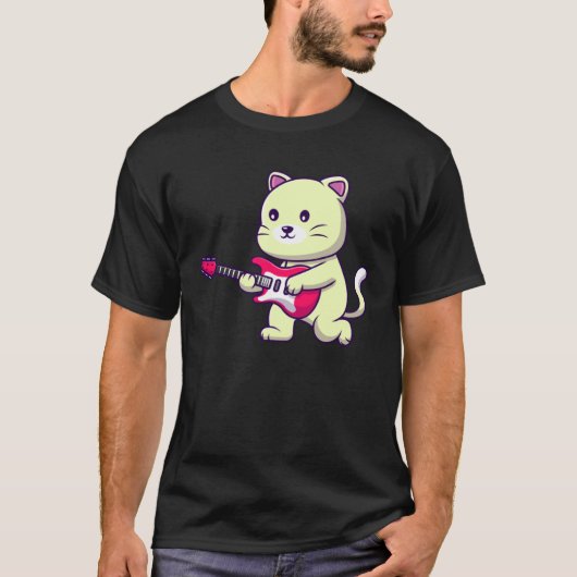 猫の遊ギター Tシャツ (正面)