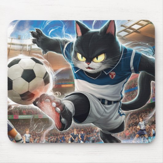 猫の遊サッカー マウスパッド (正面)