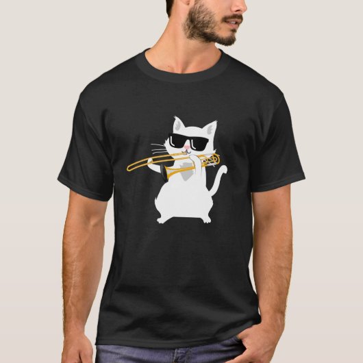 猫の遊トロンボーンTシャツ Tシャツ (正面)
