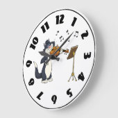 猫の遊バイオリン時計 ラージ壁時計 (傾斜)