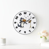 猫の遊バイオリン時計 ラージ壁時計 (ホーム)
