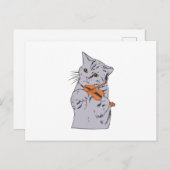 猫の遊バイオリン – 背景色を選択 ポストカード (正面/裏面)