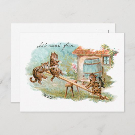 猫の遊姿を見る ポストカード (正面/裏面)