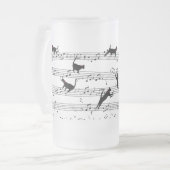 猫の遊音曲、猫音楽、黒猫ギフト フロストグラスビールジョッキ (正面左)