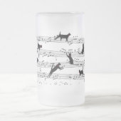 猫の遊音曲、猫音楽、黒猫ギフト フロストグラスビールジョッキ (中央)