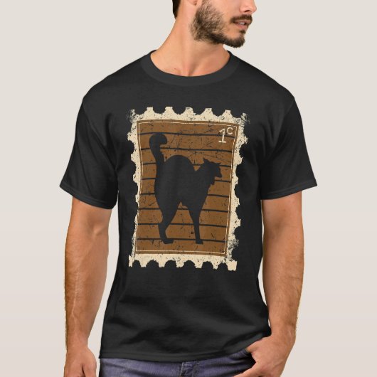 猫の郵便切手 Tシャツ (正面)