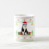 猫の醜いクリスマスの飾り付けサンタ猫クリスマス コーヒーマグカップ (中央)