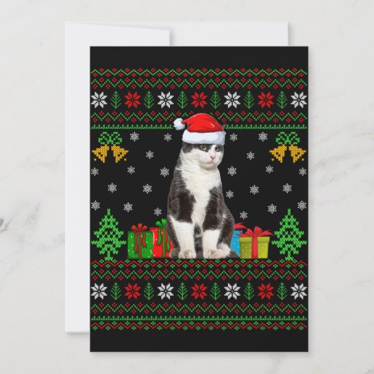 猫の醜いクリスマスの飾り付けサンタ猫クリスマス 招待状 (正面)