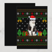猫の醜いクリスマスの飾り付けサンタ猫クリスマス 招待状 (正面/裏面)