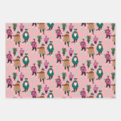 猫の醜いクリスマスセーター紙フラットシートセット3 ラッピングペーパーシート (正面)