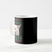 猫の醜いXマスセーターで叫ぶおもしろい人 コーヒーマグカップ (正面左)