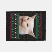 猫の醜いXマスセーターで叫ぶおもしろい人 フリースブランケット (正面(横))