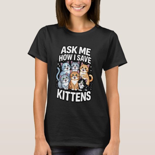 猫の里親募集 動物保護 猫の保護活動 Tシャツ (正面)