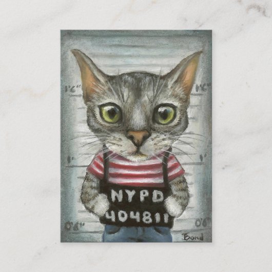 猫の重罪犯人の顔写真 名刺 (正面)