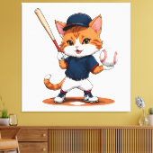 猫の野球選手 キャンバスプリント (インサイチュ (リビング))