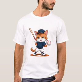 猫の野球選手 Tシャツ