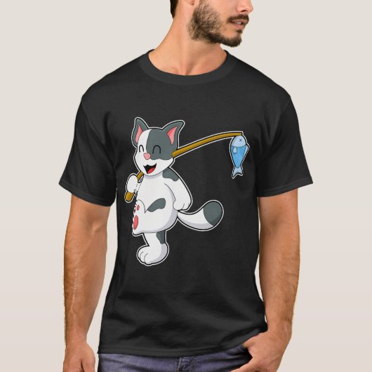 猫の釣りハハハハらくがき仲間 Tシャツ (正面)
