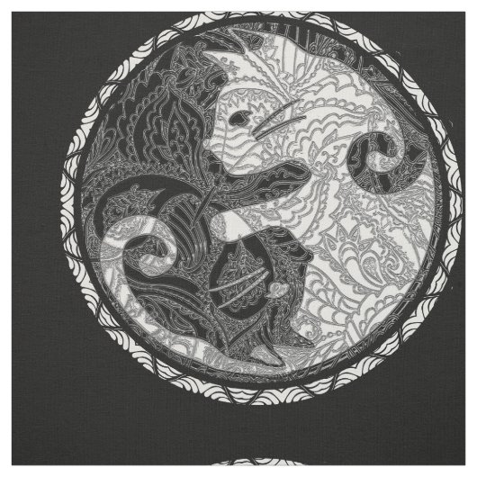 猫の陰陽のペイズリーのプリント ファブリック (見本)