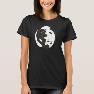 猫の陰陽 フージョン風水 道教 禅仏教 イン ヤン Tシャツ