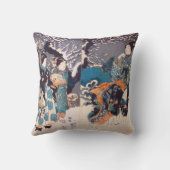 猫の雪だるま,国芳大きな猫雪だるま、国吉、浮世絵 クッション (裏面)