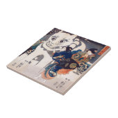 猫の雪だるま,国芳大きな猫雪だるま、国吉、浮世絵 タイル (側面)