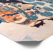 猫の雪だるま,国芳大きな猫雪だるま、国吉、浮世絵 ポスター (角)