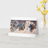 猫の雪だるま,国芳  Big Cat Snowman, Kuniyoshi, Ukiyo-e カード (黄色い花)