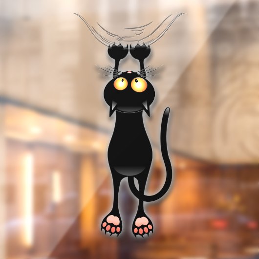 猫の面白いキャラクターが布を引っかく ウィンドウサイン (シート2)