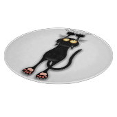 猫の面白いキャラクターが布を引っかく カッティングボード (角)