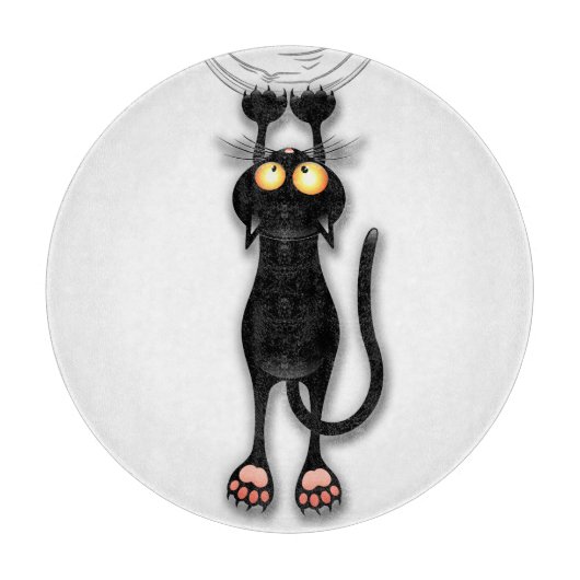 猫の面白いキャラクターが布を引っかく カッティングボード (正面)