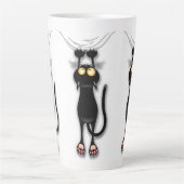 猫の面白いキャラクターが布を引っかく カフェラテマグ (正面)