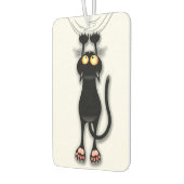 猫の面白いキャラクターが布を引っかく カーエアーフレッシュナー (左)