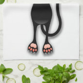 猫の面白いキャラクターが布を引っかく キッチンタオル (折り畳み)
