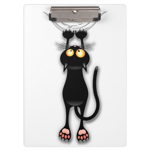 猫の面白いキャラクターが布を引っかく クリップボード (正面)
