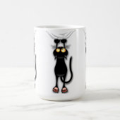 猫の面白いキャラクターが布を引っかく コーヒーマグカップ (中央)